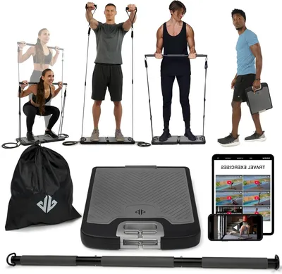Produktbild von Kompaktes Trainingsset – Set mit Widerstandsbändern – Tragbarer Fitnessbereich – Fitnessstudio – Heimtraining