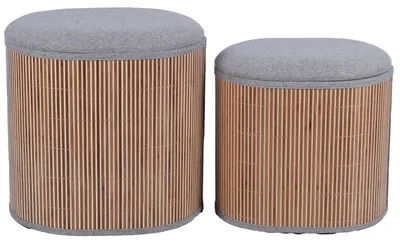 2er-Set Sitzsäcke mit Deckel, Dunkelgrau, 43x35x44 cm
