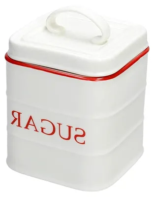 Produktbild von Zuckerdose Dolce CASA Retrò red aus Keramik, weiß-rot im Retro-Style, 14 cm