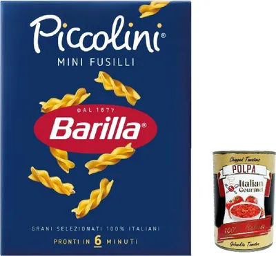 Produktbild von 20x Pasta Barilla Mini Fusilli, 100% italienisch Nudeln 500 g pack + Italian Gourmet polpa 400g