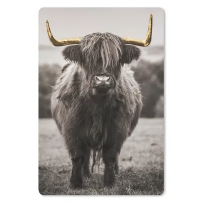Produktbild von MuchoWow® Mauspad Mousepad Scottish Highlander - Schwarz - Weiß - Gold 40x60 cm - Mousepads - Maus Mat - Pad - Mausunterlage - Schreibtisch Accesoire