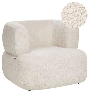 Zdjęcie produktu dla BELIANI Fotel jasnobeżowy tapicerowany szenil zaokrąglone oparcie wygodne przytulne siedzisko skandynawski design