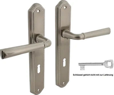 Produktbild von Türdrücker Nickel matt Langschildgarnitur Hannover Türbeschlag Landhausstil Buntbart