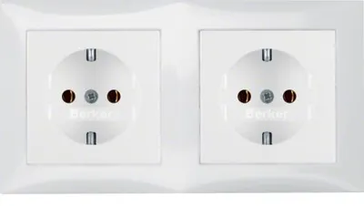 Immagine prodotto di Berker 47208989 Combinazione di prese di corrente SCHUKO a 2 g con telaio bianco polare, lucido Berker S.1