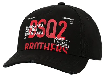 Imagen del producto de Gorra de béisbol Dsquared2 DSQ2, confeccionada en algodón, color negro