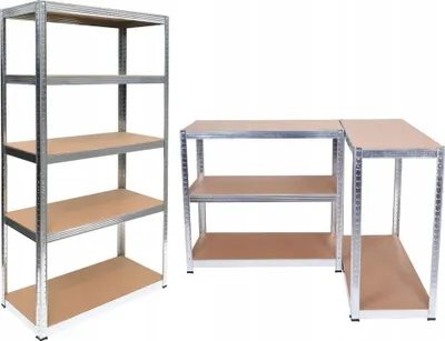 Obrázek produktu pro Skladový regál s 5 policemi – stabilní pozinkovaná ocel a MDF | 150 x 70 x 30 cm | Kov s dřevěnými prkny
