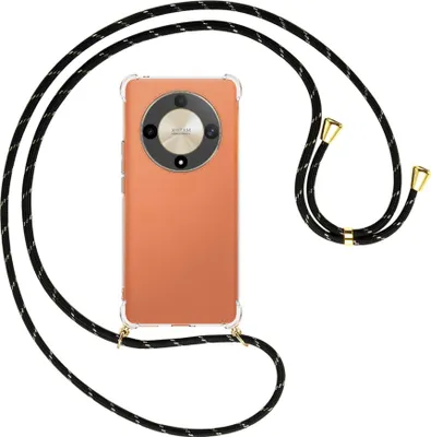 Produktbild von Handykette Backcover-Schutzhülle mit Band (Metall goldfarben) für Honor X9b (6.78'') - schwarz/gold