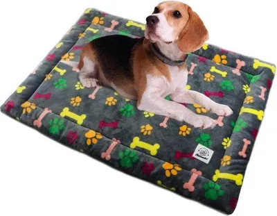Obrázek produktu pro Podložka pod misku pro psy Famanu, omyvatelná, odolná, rozměry 80 x 60 cm, hygienická a protiskluzová, obdélníková, měkká a pohodlná pro psy i kočky, vícebarevná