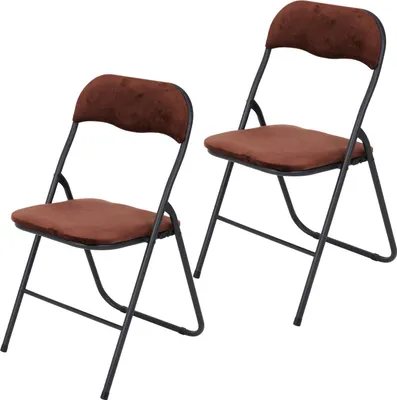Produktbild von Infinity Goods Infinity Goods Klapstoelen - Set van 2 - Vouwstoelen - Fluweel - Eettafelstoelen - Opklapbare Stoelen - 43 x 47 x 80 CM - Stoelen - Bruin