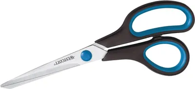 Produktbild von Universalschere SoftGrip 21 cm Linkshänder schwarz/blau Packung mit 12 Stück