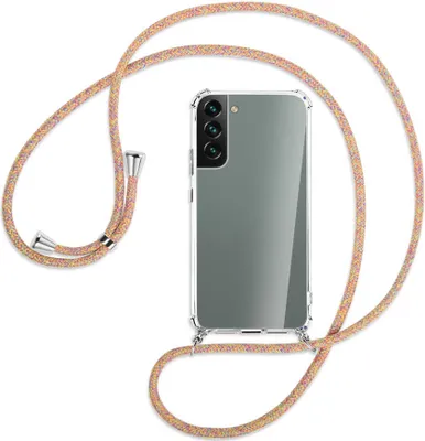 Produktbild von Handykette Backcover-Schutzhülle mit Band (Metall silberfarben) für Samsung Galaxy S22 Plus 5G (S906) - Rainbow