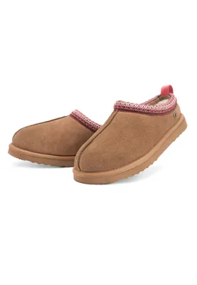 Produktbild von Damen Hausschuhe mit Wolle & Lammfell  Weiche Veloursleder-Pantoffeln  Rutschfeste Sohle Braun Größe 38