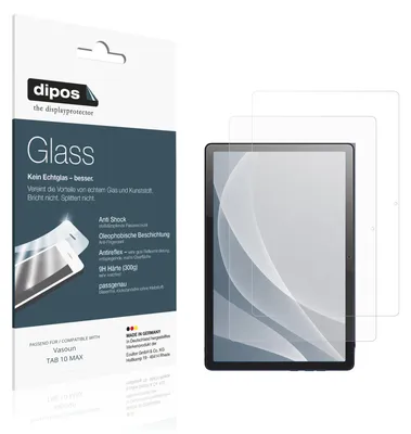 Produktbild von 2x Schutzfolie für Vasoun TAB 10 MAX matt - Anti-Shock 9H Folie dipos Glass Kunststoffglas