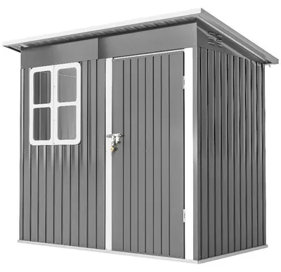 Immagine prodotto di Capanno da giardino in metallo - Capanno per attrezzi 221x133x190 cm - Impermeabile - Porta con serratura - Finestra - Ventilazione - Grigio
