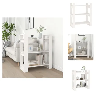 Zdjęcie produktu dla vidaXL Regał/przegroda do pokoju biały 80x35x91 cm lite drewno sosnowe - Regały i biblioteczki