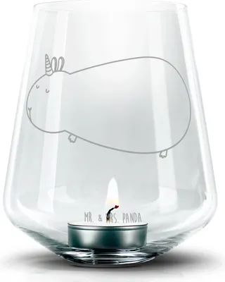 Produktbild von Mr. & Mrs. Panda Glas Teelichthalter Einhorn Meerschweinchen - Transparent - Geschenk, Laterne, Meerschwein, Windlicht graviert, Unicorn, Teelicht, Meerhörnchen