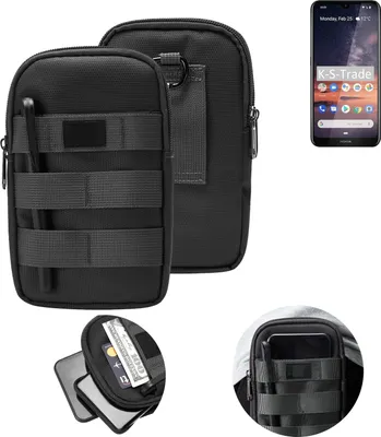 Produktbild von K-S-Trade Holster Gürtel Tasche kompatibel mit Nokia 3.2 Handy Tasche Schutz Hülle dunkel-grau viele Fächer, 1x