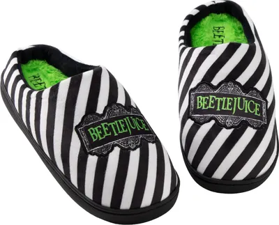 Produktbild von Beetlejuice - Herren/Damen Uni Pantoffeln, Logo NS8686 (38 EU - 39,5 EU) (Schwarz/Weiß/Grün)