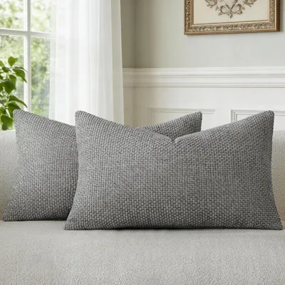 Productafbeelding van Kussensloop, 30x50 cm, grijs, chenille, set van 2