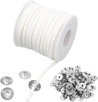 Obrázok produktu pre Sviečkový knot 1600 cm, 75 prameňov bavlny, 100 kovových základov, pre hrubé sviečky, DIY sviečky