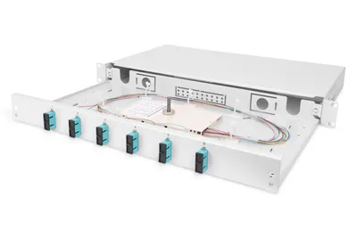 Productafbeelding van Digitus DN-96320/3 DIGITUS LWL Spleißbox 1HE bestückt  6x SC DX OM3 grau