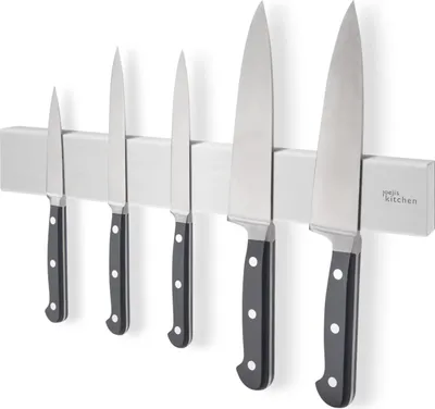 Immagine prodotto di Portacoltelli magnetico 40 cm - Autoadesivo con 3M o viti - Acciaio inossidabile - Supporto a parete Portacoltelli magnetico per coltelli, utensili e attrezzi - Magnete extra forte