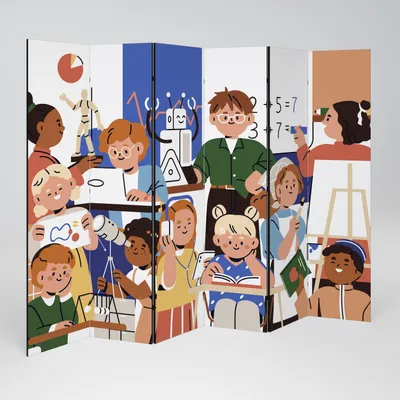 Produktbild von SpaceRebels Paravent Raumteiler - 6-teilig Raumtrenner, Druck 1-Seite - Raumtrenner - Trennwand Wohnung - Room Divider - Spanische Wand Deko Modern Sichtschutz