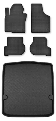 Produktbild von Gummimatten + Kofferraumwanne für Skoda Octavia II 2004-2013 (Kombi) – Schwarz, Semi-Universal, angepasst – Wielganizator Semi-Universal