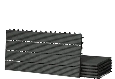 Produktbild von WPC Fliesen, Terrassenfliesen Klicksystem, Balkonfliesen 30x60 cm, für außen : Anthrazit 12 Farbe: Anthrazit Stückzahl: 12