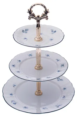 Produktbild von Etažérka, český porcelán, Bernadotte, modré růžičky, Thun, 15,5 cm, 19 cm, 25 cm