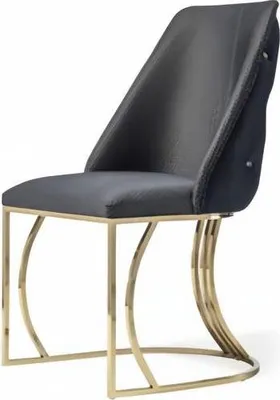 Image de Chaise moderne rembourrée Textile Fauteuil noir Accoudoir Salle à manger Meubles