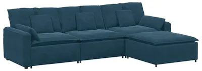 Produktbild von vidaXL Modulares Sofa mit Fußhocker und Kissen Blau