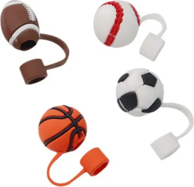 Produktbild von Stück Silikon-Strohhalmkappen, 10 mm, Sportballform, Sportflaschen-Strohhalm, Staubschutz, staubdicht, auslaufsicher, wiederverwendbare Trinkbecher, Strohhalmaufsätze, Trinkhalmdeckel, Wasserbecher-Zubehör