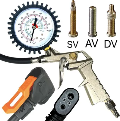 Produktbild von Kompressor Druckluft Reifenfüller Luftpistole mit SKS Auto / SV Ventil Anschluss Manometer pumpe