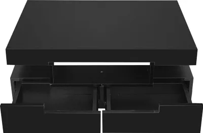 Produktbild von Merax Couchtisch hochglanz schwarz, Couchtisch mit 4 Schubladen inkl. LED, Beistelltisch Wohnzimmertisch Kaffeetisch, 80x50x36cm, modernes Design