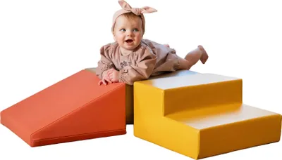 Produktbild von IGLU SET 27 Mini Corner Climber - Grau-Beige/Pastell-Pink/Honigfarben - Schaumstoffbaustein SET für Kinder