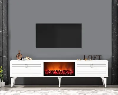 Produktbild von Skye Decor, Arona Fireplace - White, TV-Schränke, Weiß, 150 x 44,6 x 29,6 cm
