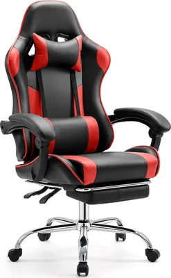 Image de Chaise de jeu, chaise de jeu pour ordinateur avec repose-pieds, chaise de bureau ergonomique réglable,cuir PU, convient pour les bureaux,les salles de travail, les salles de jeux