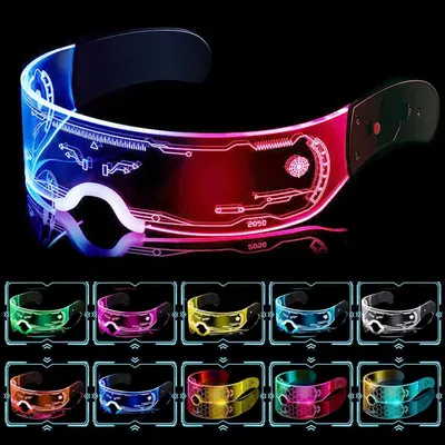 Productafbeelding van Cyberpunk LED-bril - Lichtend vizier - Neon rave-bril - LED-zonnebril - Kostuums voor carnaval - Halloween - High-tech