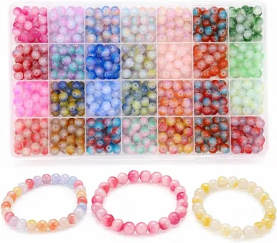 Productafbeelding van Kristallen voor sieraden maken - Ronde glazen kralen van 8 mm - 28 kleuren - Zelf maken van armbanden - Kettingen - Telefoonbedels