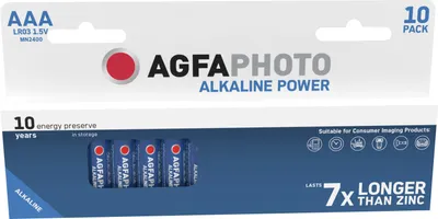 Produktbild von AgfaPhoto 110-803968, Einwegbatterie, AAA, Alkali, 1,5 V, 10 Stück(e), Schwarz, Blau, Rot, Weiß
