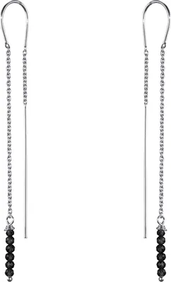 Produktbild von Materia Damen Ohrringe Durchzieher - 925 Silber Ohrhänger lang - Edelstein schwarz blau rot mit Geschenk-Box SO-382