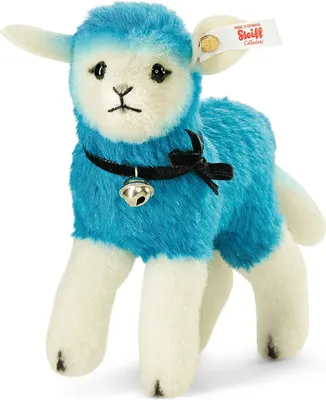 Produktbild von Steiff - 021626 - Lamm, Mohair, stehend, türkis/weiß, 14 cm, Kein Spielzeug!