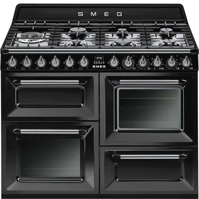 Zdjęcie produktu dla Smeg TR4110BL1, Kuchenka wolnostojąca, Czarny, Przyciski, Black, Stal nierdzewna, Przednie