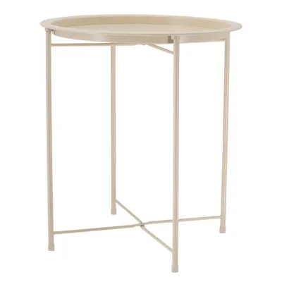 Produktbild von Beistelltisch Metalltisch beige rund 37x42 cm mit Tablett Tisch Ablagefläche Couchtisch