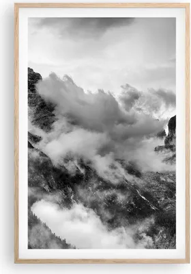 Produktbild von Gerahmtes Poster - Rahmen in heller Eiche - Berge Nebel Gipfel - 61x91,5 cm - Wand Bild - Wanddeko - Wandbilder - Wandposter - Bilderrahmen - Bilder - Kunstdruck - Wandbild - P2NPA61x91-3664