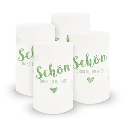 Produktbild von itenga 6x Windlicht Schön dass du da bist grün 10cm