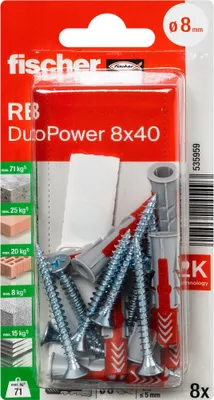 Produktbild von fischer Allzweckdübel DuoPower 8 x 40 RB, 8 Stück