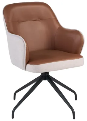 Produktbild von BELIANI Esszimmerstuhl 2er Set Braun u. Hellbeige Stoff Gepolstert Gesteppt Drehbar mit Armlehnen Modernes Design Drehstuhl Stuhl für Esszimmer Küche