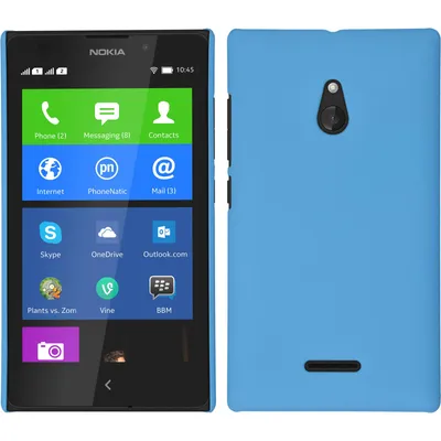 Produktbild von PhoneNatic Case kompatibel mit  Nokia XL - Hülle hellblau gummiert Hard-case + 2 Schutzfolien
